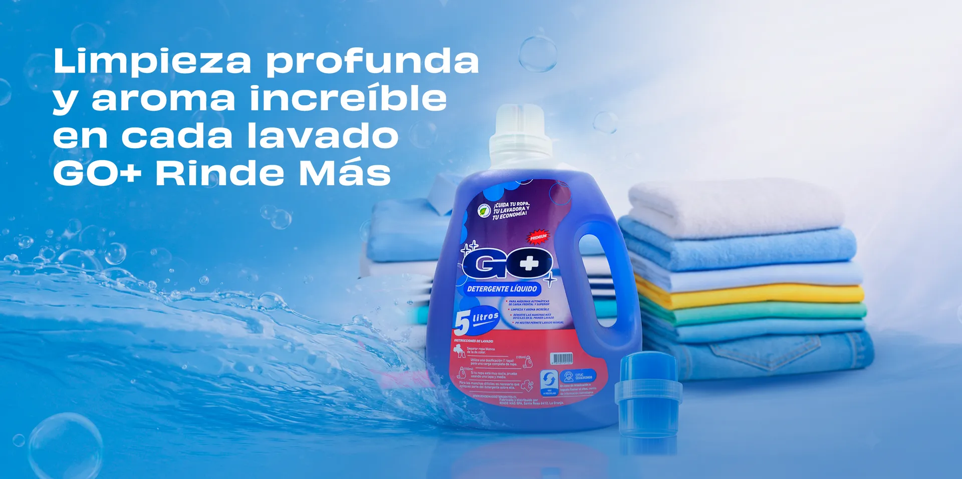 Detergente líquido GO+ 5 litros — limpieza profunda y aroma increíble en cada lavado